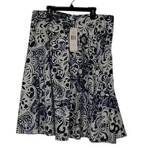 Lauren Ralph Lauren NEW Womens Blue‎ Multi Floral A-Line Skirt  10 Cotton retro
